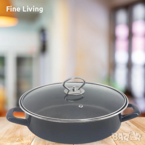 Тава с капак Rosberg, различни размери, черна/въгл.стомана с незалеп.покр., снимка 3 - Съдове за готвене - 52731212