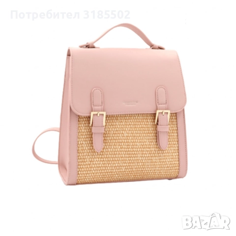 Кокетна дамска раничка, със сламени детайли, снимка 4 - Раници - 51513370