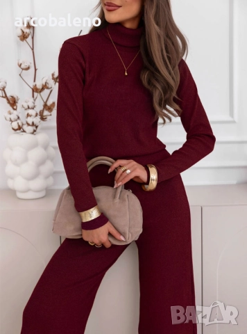 Дамски комплект от две части от блуза с поло яка и широки панталони Kimbree, 4цвята , снимка 16 - Комплекти - 52250902