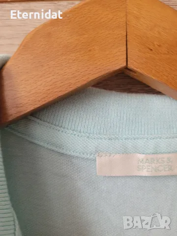 Синя тениска с яка и копчета MARKS & CPENCER , снимка 2 - Тениски - 49829887
