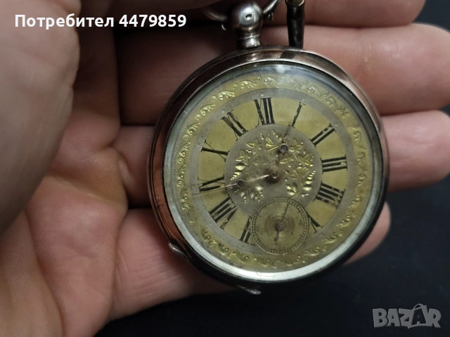 Сребърен джобен часовник , снимка 2 - Джобни - 51868536