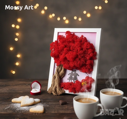 За св. Валентин декорации със скандинавски мъх, снимка 2 - Декорация за дома - 53256240