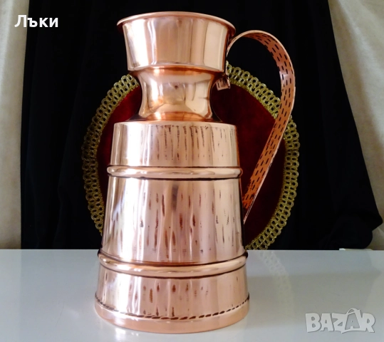 Страхотна медна кана,буренце,чиста червена мед 3 л. , снимка 2 - Антикварни и старинни предмети - 51467953