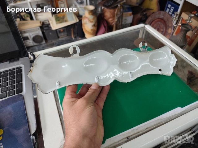 Стара емайлирана закачалка за кърпи, снимка 4 - Антикварни и старинни предмети - 52477942