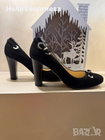 Велурени обувки, снимка 4 - Дамски обувки на ток - 53141008