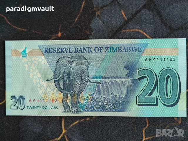 Банкнота - Зимбабве - 20 долара UNC | 2020г., снимка 2 - Нумизматика и бонистика - 54092884