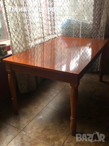 Голяма трапезна маса с дърворезба, снимка 5 - Маси - 53694820