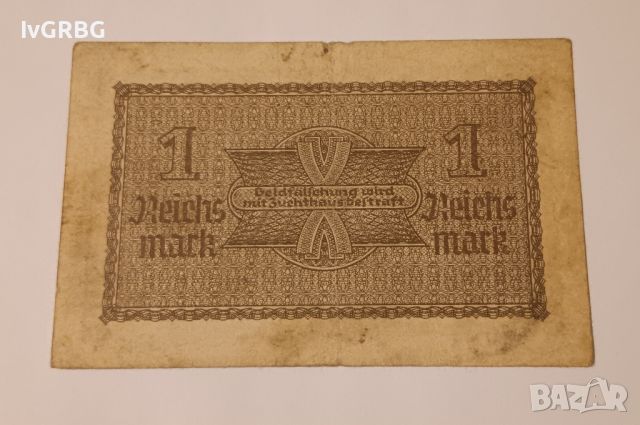 1 марка Германия 1940  - 1944 Третият Райх Банкнота от Втората световна война , снимка 4 - Нумизматика и бонистика - 45011027