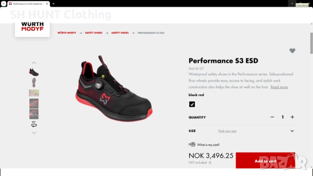 WURTH MODYF M418157 PERFORMANCE S3 BOA Work Safety Shoes размер EUR 47 / 48 работни обувки WS1-30, снимка 2 - Други - 52075300