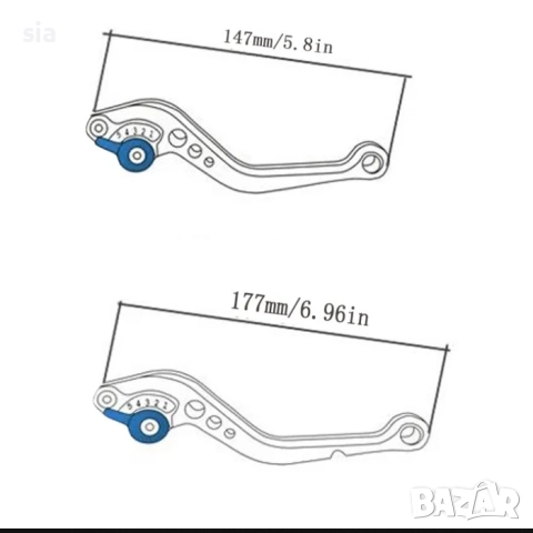 Ръчки за мотор, 17,7см, 2бр, За съединител и спирачка, зелени, снимка 2 - Аксесоари и консумативи - 51754705