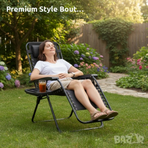 Сгъваем градински шезлонг Zero Gravity - ефект на нулева гравитация за максимален релакс