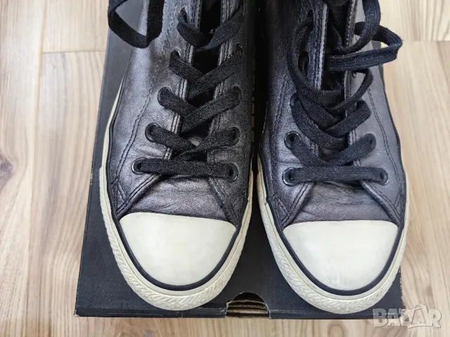 Дамски кецове CONVERSE оригинал, N'39, естествена кожа, сребристи т. сиви, много запазени, снимка 6 - Кецове - 18102340