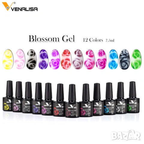  Venalisa Blossom Gel Uv&Led гел лак "Мокро в Мокро" , снимка 2 - Продукти за маникюр - 23716125