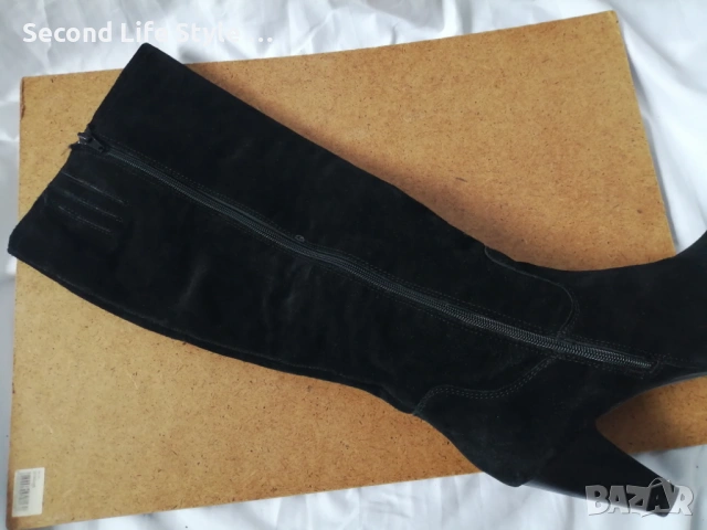 № 41 дамски ботуши естествен велур - с висок ток; черен цвят - марка Janet D. , снимка 13 - Дамски ботуши - 53137919