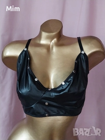 4XL Черно ,кожено бюстие/ сутиен/ за едра дама 