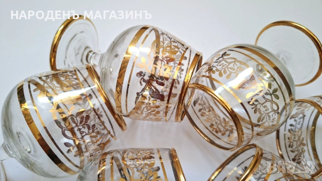 Нов немски златен сервиз чаши за ракия и аперитив – 6 броя, снимка 12 - Други ценни предмети - 54220190