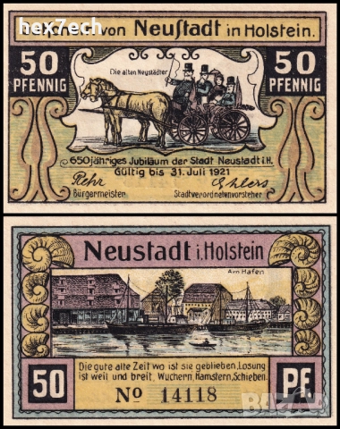 ❤️ Германия Neustadt (Holstein) 1921 50 пфенинга UNC нова ❤️ 