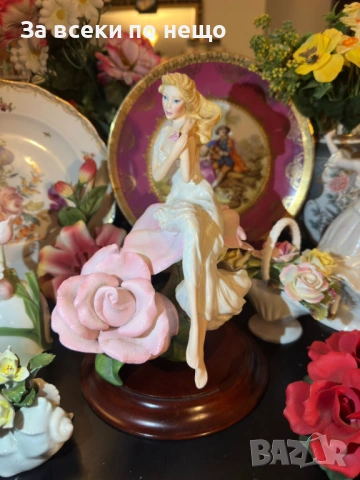 Franklin Mint Sculpture Figurine “Lady Rose” художник Jegou изработена през 1988 Код P2169, снимка 11 - Антикварни и старинни предмети - 54168083