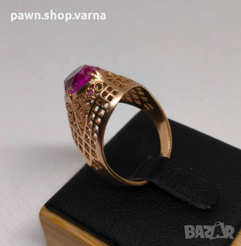 Винтидж златен пръстен – съветско злато, 583, снимка 6 - Пръстени - 52307970