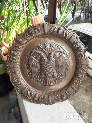 Медна чиния за стена с двуглав орел бакър мед