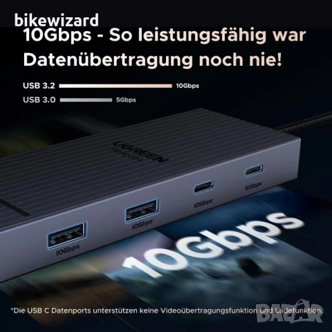 UGREEN 7-в-1 USB C докинг станция с двоен 4K HDMI и 100W PD за лаптопи HP и ThinkPad  НОВ, снимка 2 - Кабели и адаптери - 53639516