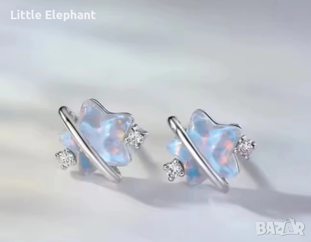 Minimalist luxery jewerly,сребърни обеци звезди холограма/нови, снимка 2 - Обеци - 51657307