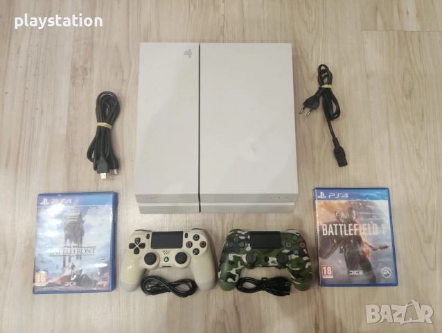 Playstation 4 Бял с два контролера, снимка 3 - PlayStation конзоли - 52227954