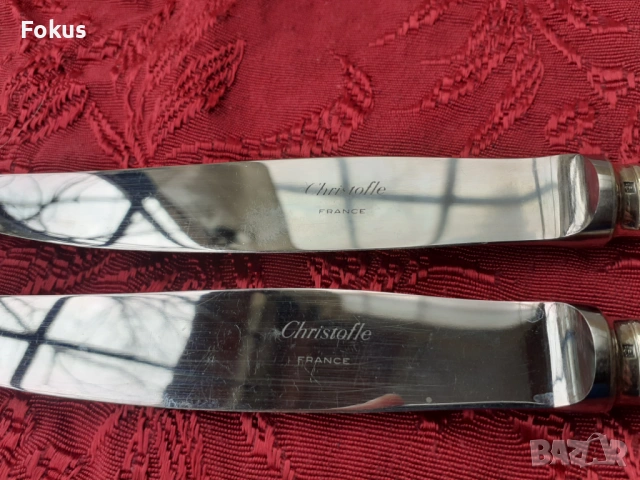 Стари антикварни посребрени луксозни ножове Christofle 2 бр., снимка 3 - Антикварни и старинни предмети - 53726677