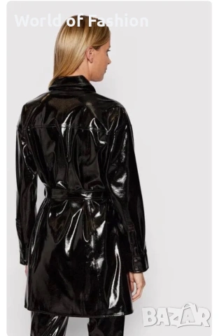 Черна рокля с ръкави и копчета Calvin Klein, снимка 5 - Палта, манта - 53889512