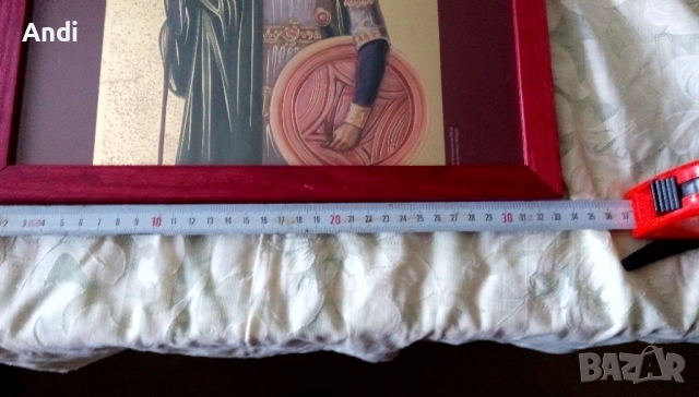 Икона на Свети вкм. Мина, репродукция с дървена рамка и стъкло, снимка 12 - Икони - 52777998