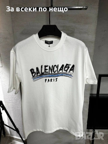 Balenciaga Мъжка Бяла Тениска👕Мъжка Блуза С Къс Ръкав В Бял Цвят Код MensPoint67