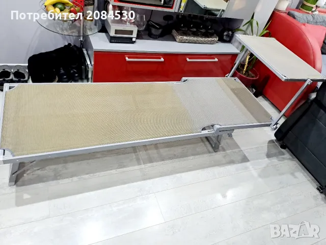 Алуминиев шезлонг със сенник 187/62см, снимка 4 - Градински мебели, декорация  - 49700472