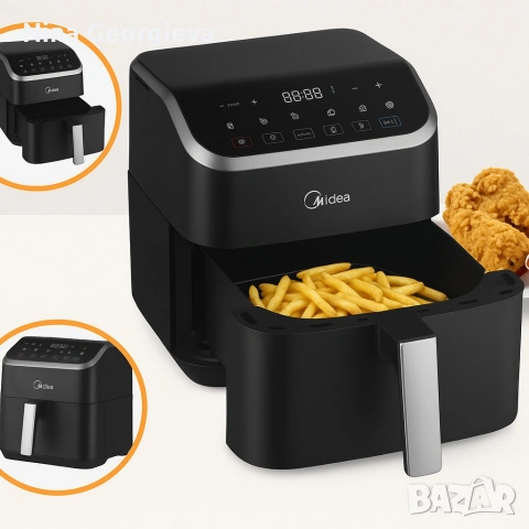 Midea Air Fryer MAD55000ADK - 5L въздушен фритюрник за здравословно и бързо готвене, снимка 4 - Фритюрници - 53143792