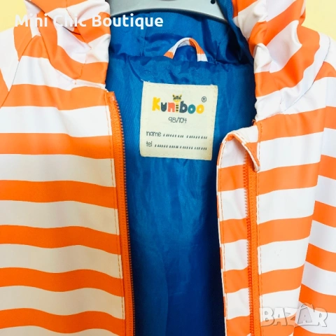 Детско яке за дъжд Kuniboo – Оранжево райе от 2 до 4 г за момичета и момчета, снимка 4 - Детски якета и елеци - 54160853