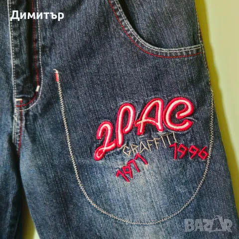 2pac дънки jeans Tupac Shakur Makaveli Hiphop rap hip-hop рап  Wu tang Eminem , снимка 4 - Дънки - 47208681