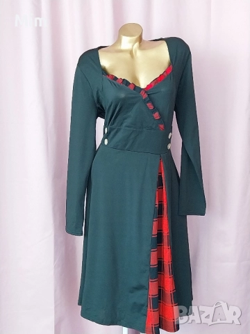 XL Черна рокля с дълъг ръкав 