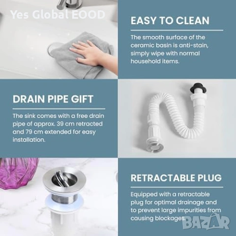 MAGIC SELECT керамична мивка тип купа 50×40 см, снимка 5 - Мивки - 53096149