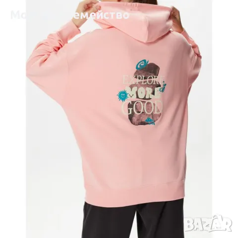 Дамско спортно горнище PUMA Downtown Oversized Graphic Hoodie Pink, снимка 2 - Суичъри - 46884164