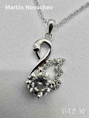 Сребърно колие с мойсанит (Диамант) 1 карат, снимка 8 - Колиета, медальони, синджири - 53861869