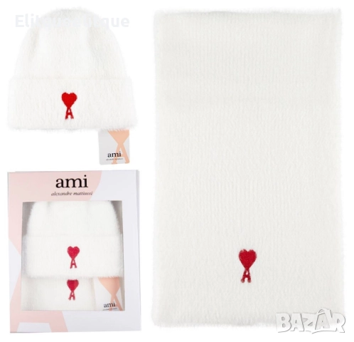 комплект шапка и шал ami celine , снимка 6 - Шапки - 52199859