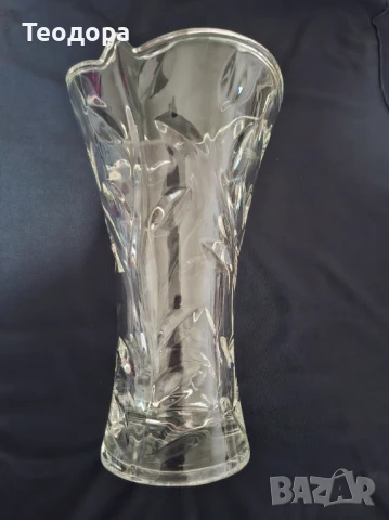 Ретро кристална ваза с цветя, снимка 6 - Вази - 50591287