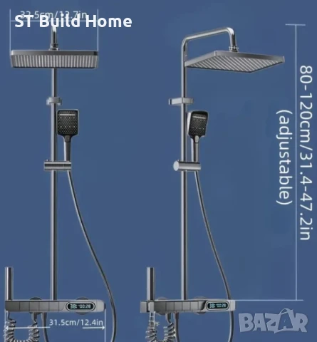 Луксозен Комплект Душ Глава с Цифров Дисплей – 4-функционален душ за баня, снимка 6 - Душове - 51237964