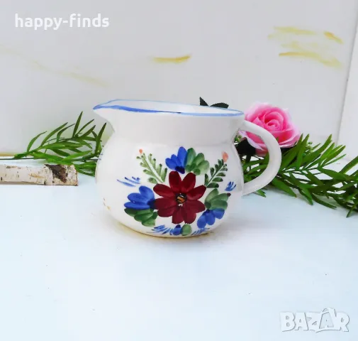 💕🧸Ръчно рисувана италианска малка керамична каничка за сметана Camer, снимка 1