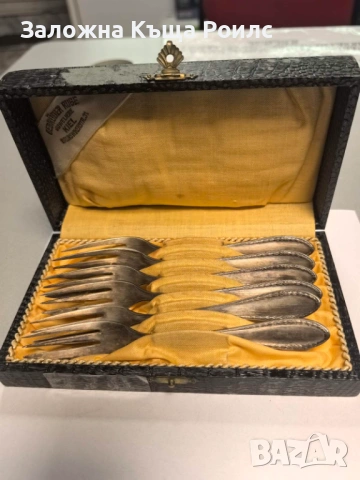 Немски сребърни десертни вилици Gebrüder Ruge, проба 800, комплект, снимка 2 - Прибори за хранене, готвене и сервиране - 54241099