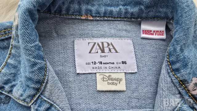 Детско дънково яке ZARA Мики Маус 12-18 месеца, снимка 3 - Бебешки якета и елеци - 52489602
