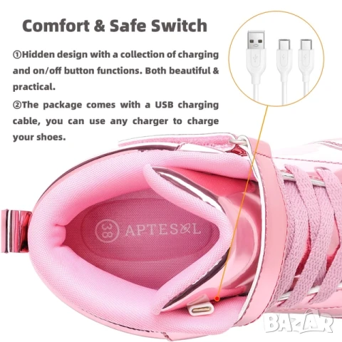 Дамски обувки с LED подсветка, снимка 5 - Маратонки - 50909772