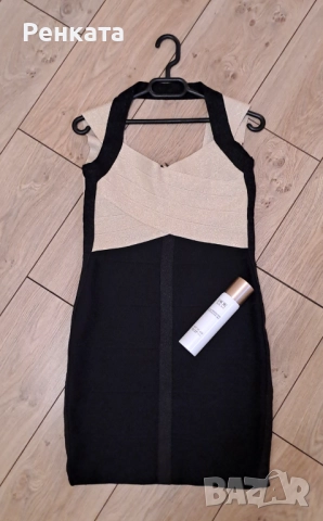 Страхотна елегантна рокля черно и златисто