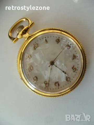 № 7974 джобен часовник   - кварцов механизъм  - работещ  - циферблат - седеф, снимка 3 - Джобни - 49754887