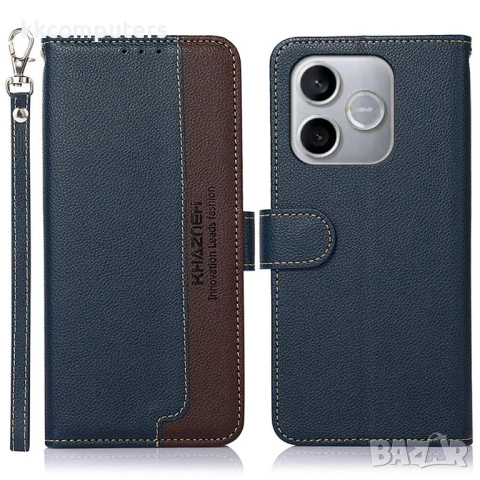 KHAZNEH Кожен Калъф за Honor 600 Lite 5G - Личи текстура, RFID защита, С ремък, 4 цвята, снимка 4 - Калъфи, кейсове - 54235565