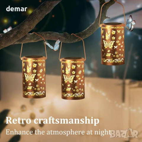 RICHIE соларен LED фенер с пеперуди, водоустойчив, снимка 4 - Соларни лампи - 51167788